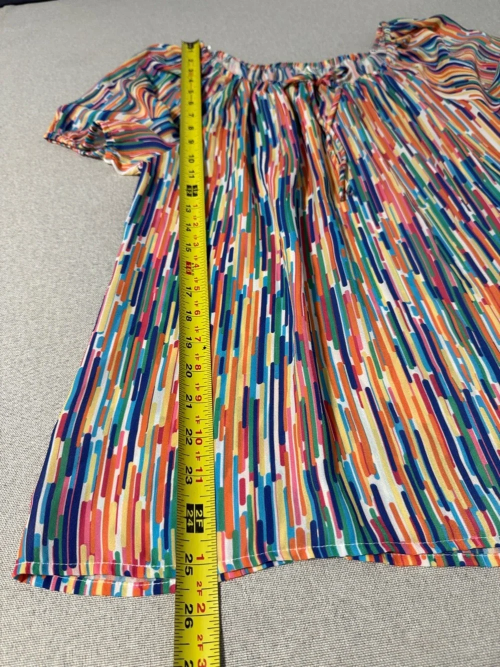 Spense Women’s Multicolor Abstract Stripe Peasant Top SZM - Picture 10 of 13